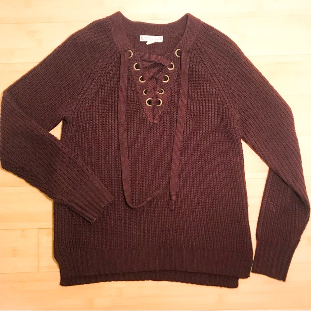 Chunky Lace Up Sweater